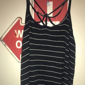 b&w striped strappy spaghetti top